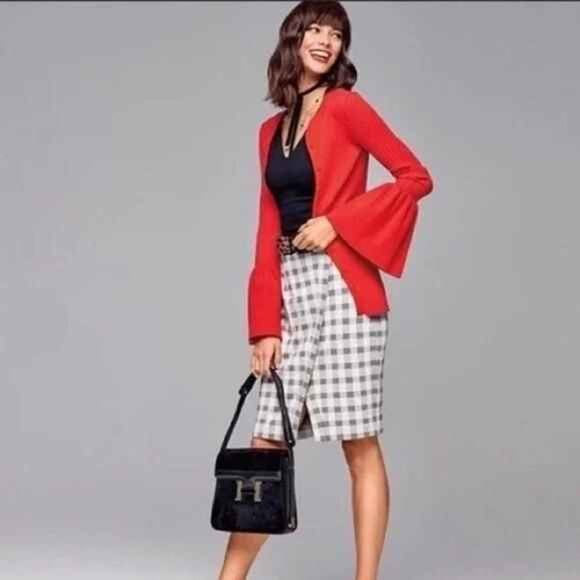 Cabi Trumpet Ribbed Knit Bell Sleeve Button Cardigan - Picture 2 of 5